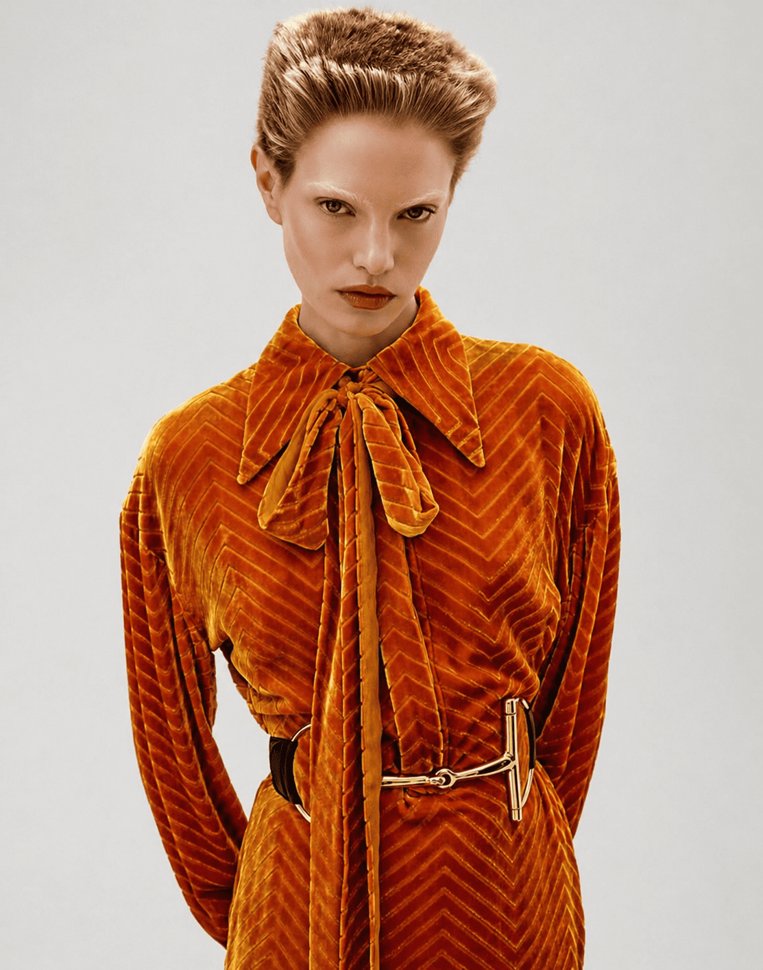 Elegance in amber velvet