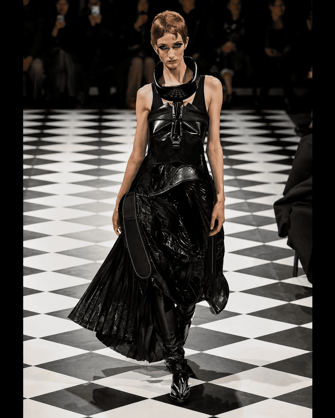 Futuristic gothic runway fashion moment