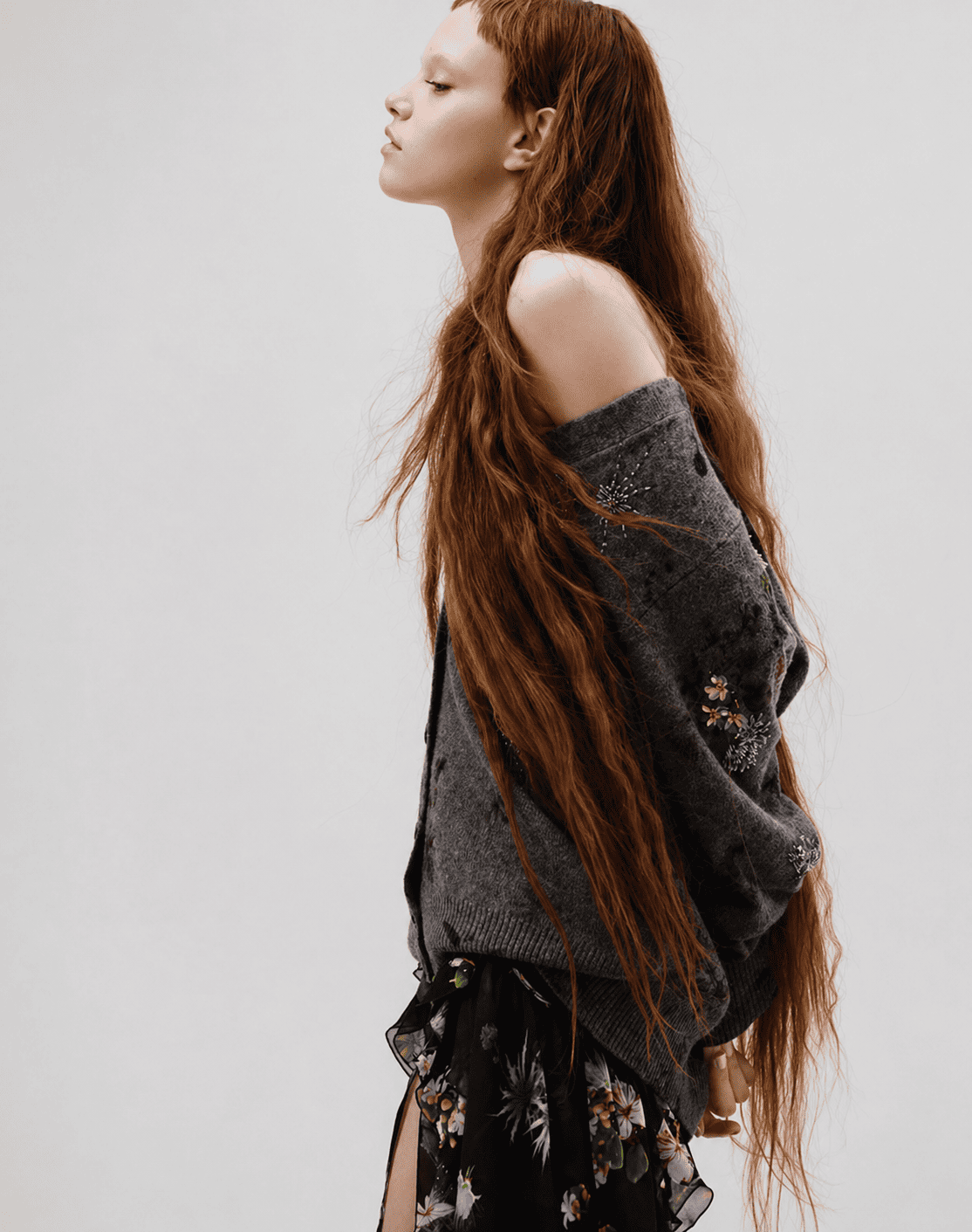 Minimalist fashion portrait with flowy textures
