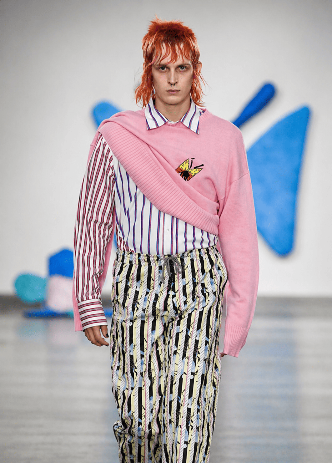 Modern runway with pink and stripes