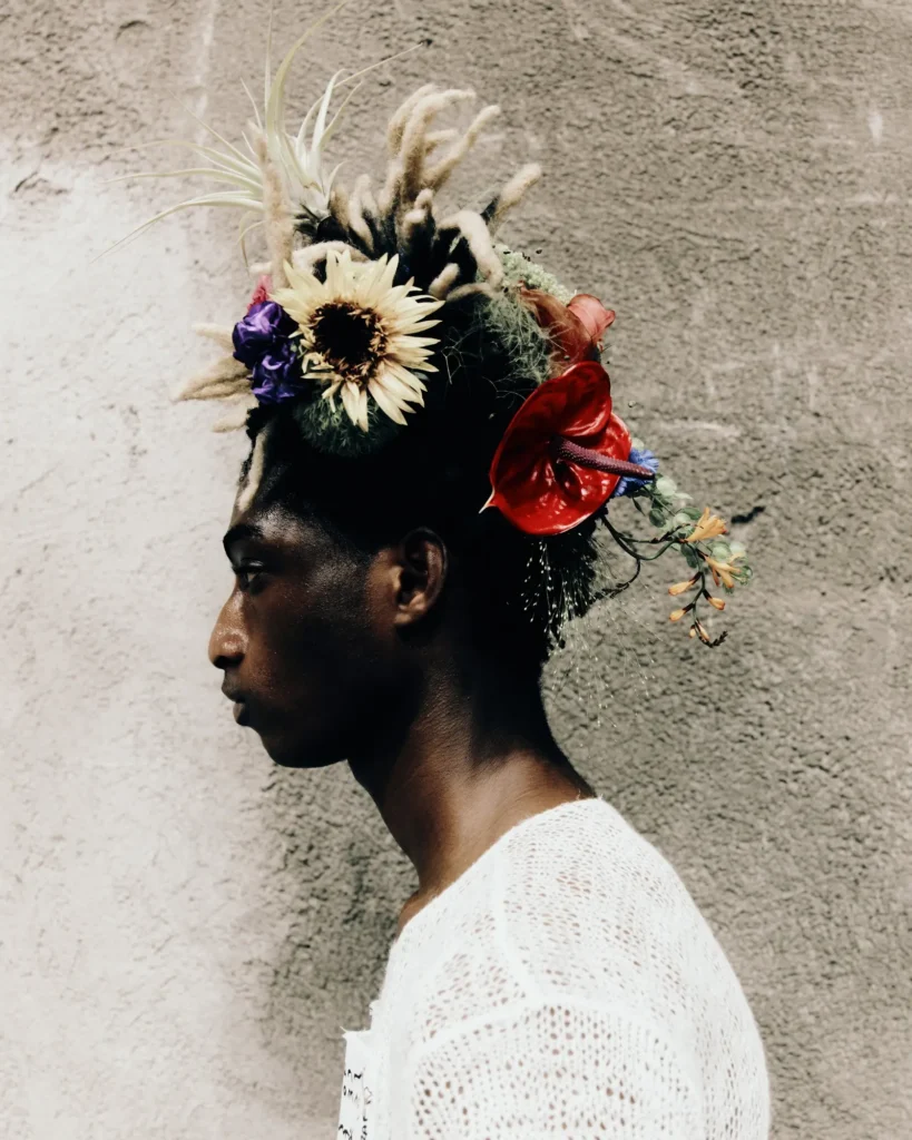 Pablo Kuemin for Kei Ninomiya DSM SS27 - floral-mohawk-profile