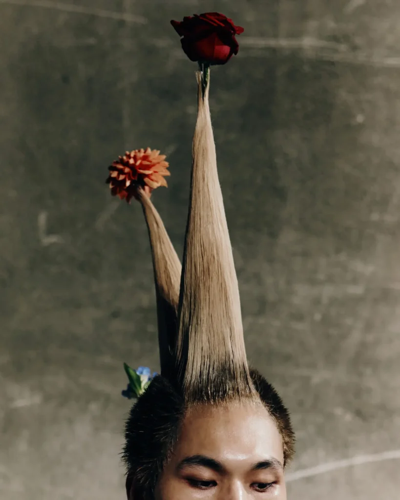 Pablo Kuemin for Kei Ninomiya DSM SS27 - single-cone-red-flower